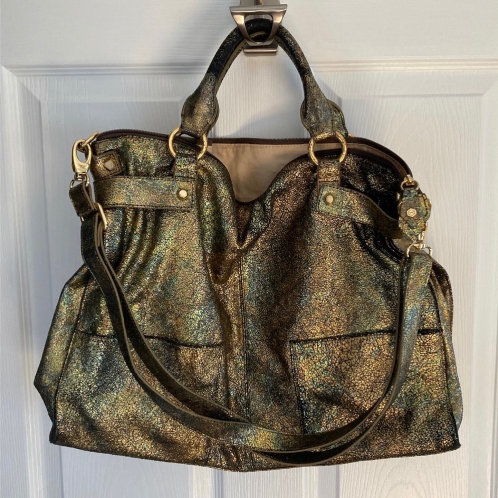 Lodis Metallic Iridescent Multi-Color Leather Tote